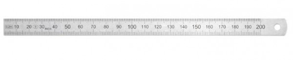 Biegsamer MaÃŸstab, rostfrei, LÃ¤nge 200mm, Querschnitt 13x0,3mm, gehÃ¤rteter Federbandstahl