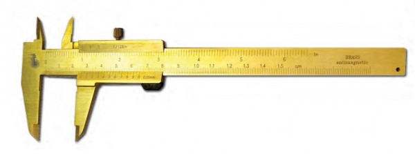 Messschieber antimagnetisch aus Messing, 150 mm, Schenkellänge 40 mm, Noniuswert 1/20 mm