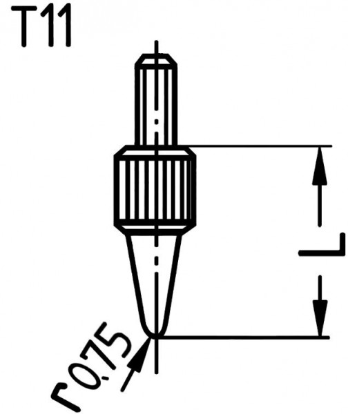 Messeinsatz aus Stahl, Ø2mm, L=12mm, ganz gehärtet und brüniert, für Messuhren und Feinzeiger