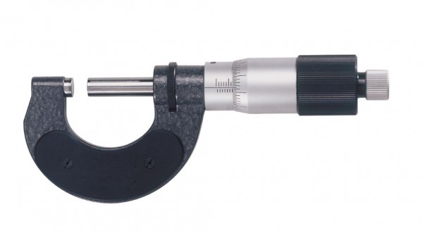 Bügelmessschraube, Messflächen wolframcarbid-bestückt, Spindeldurchmesser 8mm, Messbereich 0-25mm