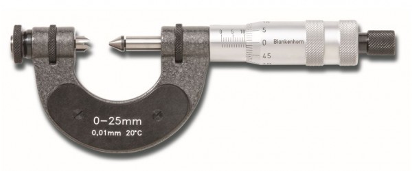 Gewindeflanken-Messschraube für Außenmessungen, Messbereich 0-25mm, Gewindesteigung 0,5mm