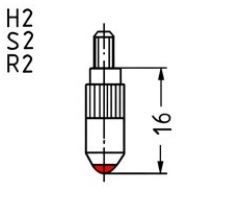 Messeinsatz aus Stahl, L=16mm, Wolframcarbid-bestückt, für Messuhren und Feinzeiger