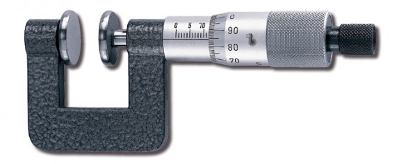 Analoge Bügelmessschr. mit Messtellern für weiche Werkstoffe, Stg. 1,0 mm, 0-15 mm, Bügeltiefe 25 mm